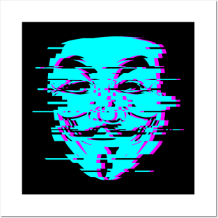 Anon Glitch Blue Posters and Art